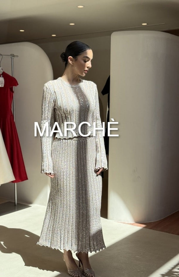2 SET SHINY KNITTED STRIPE SUIT