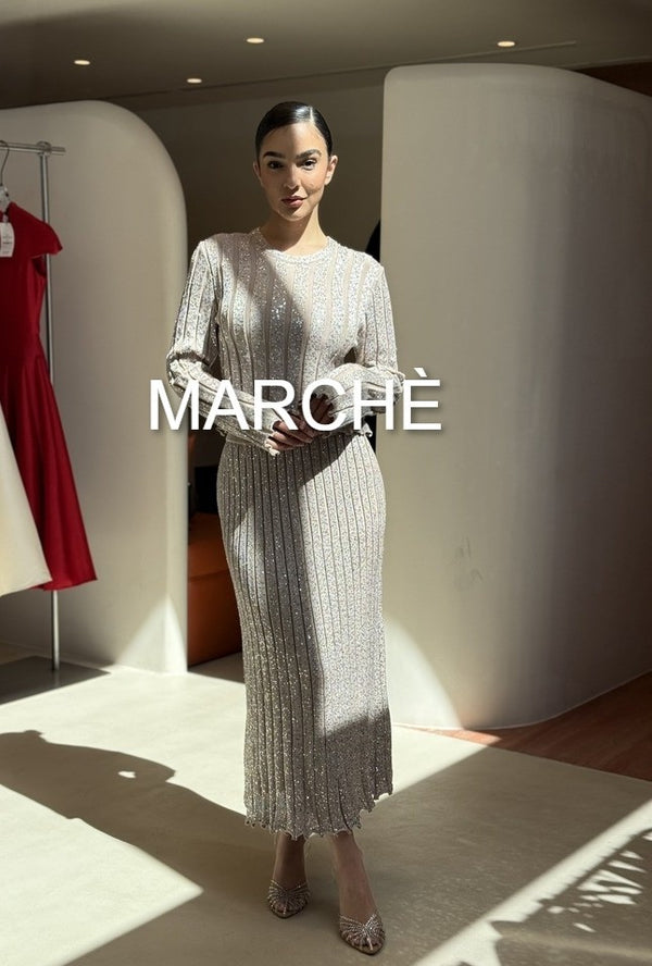 2 SET SHINY KNITTED STRIPE SUIT