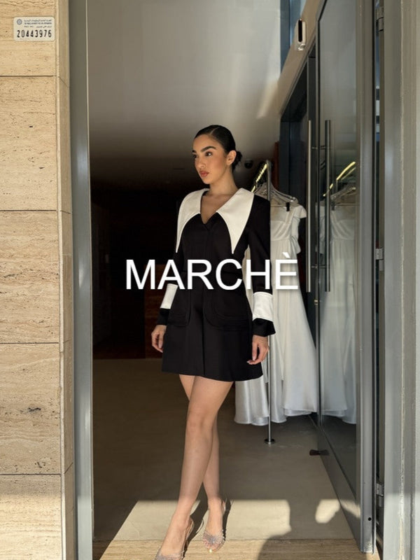 BIG LAPEL DESIGN SHORT DRESS