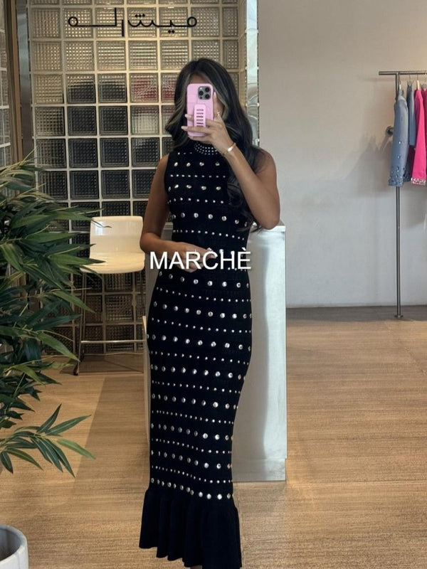 TIP BOTTON SLEEVELESS LONG DRESS