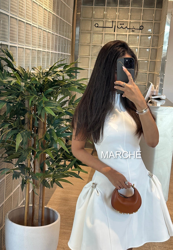 FASHION METAL BUTTON SHORT DRESS