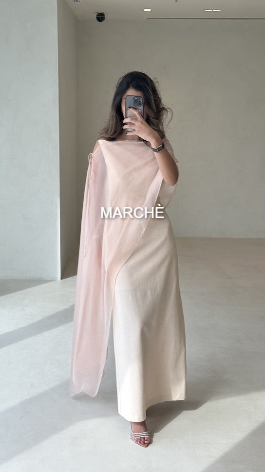 2 SET SILK SHAWL OPEN BACK DRESS