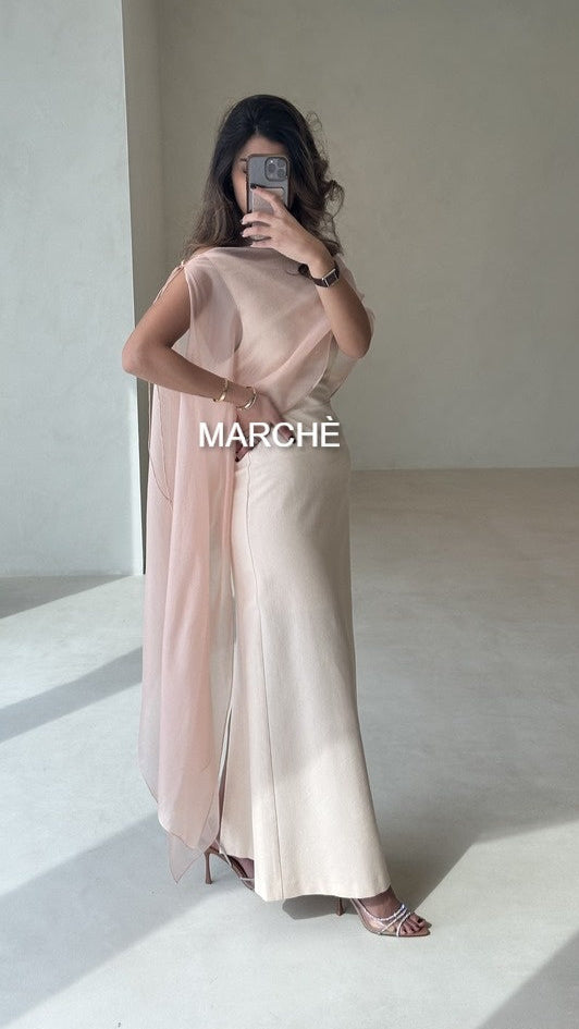 2 SET SILK SHAWL OPEN BACK DRESS