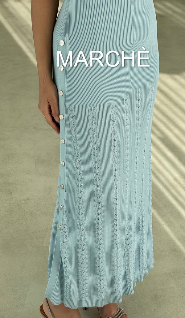 METALLIC BUTTON KNIT DRESS