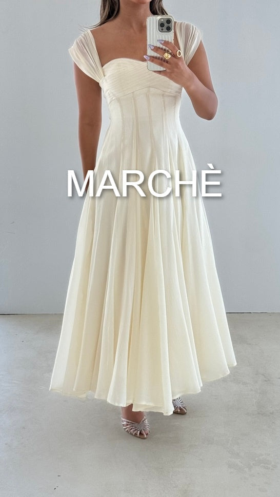 SQUARE NECK LONG ELEGANT DRESS