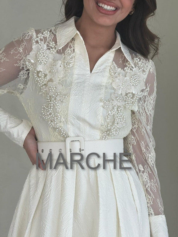 COLLAR LONG SLEEVE DRESS