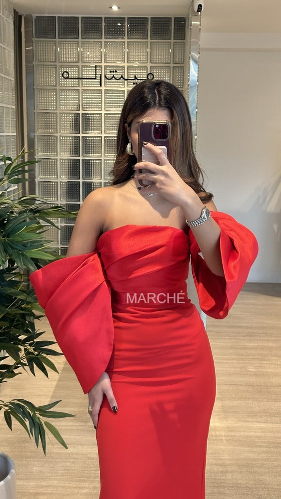 Strapless Patchwork Pleated Sleeve High Waist Women