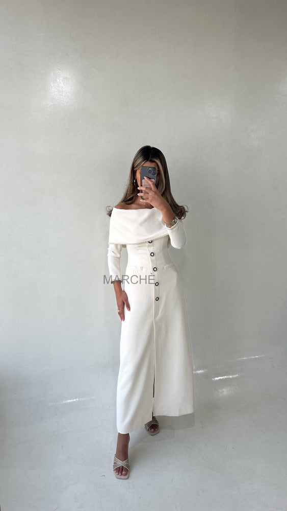 OFF SHOULDER WITH PEARL LINING