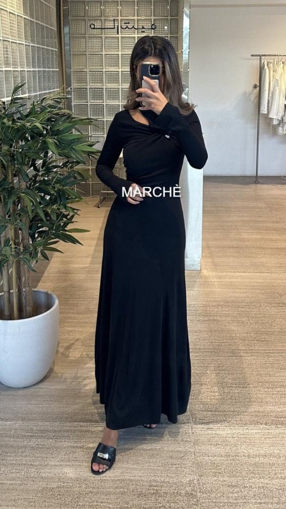 BOAT NECK KNITTED LONG DRESS