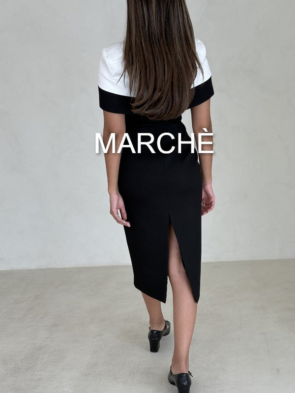CONTRAST 2 PC Waist Dress Women's Suit