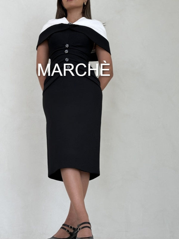 CONTRAST 2 PC Waist Dress Women's Suit