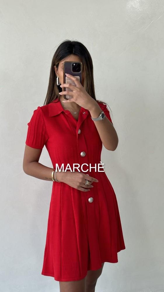 POLO COLLAR  KNITTED SHORT DRESS