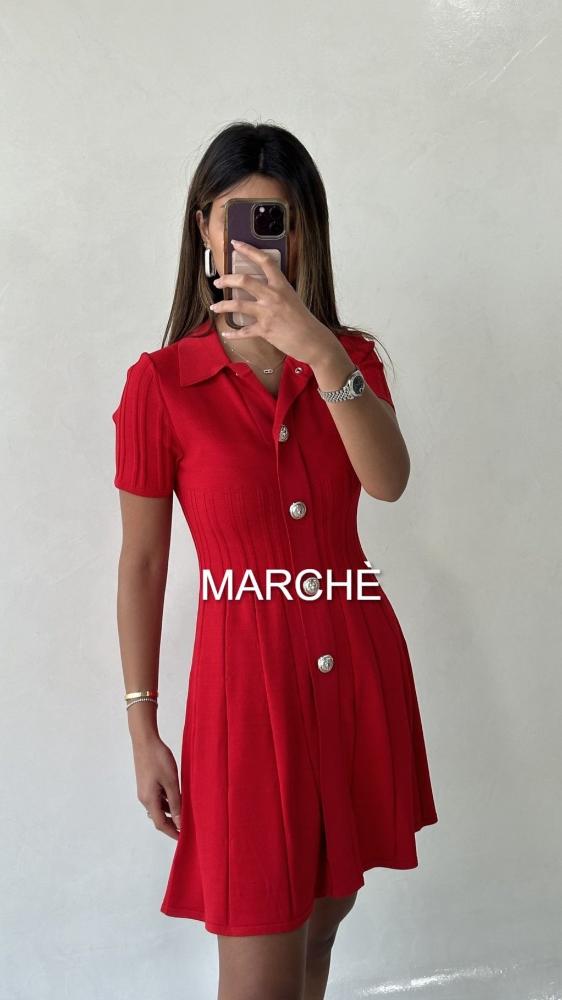 POLO COLLAR  KNITTED SHORT DRESS