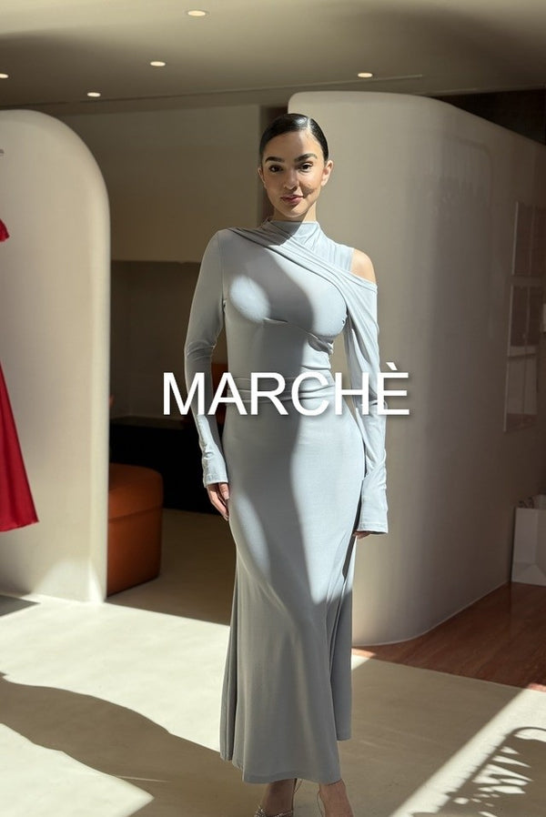 SILK HALF HIGH COLLAR DRESS