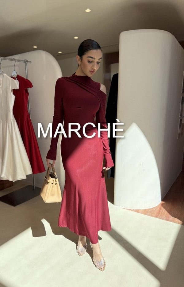 SILK HALF HIGH COLLAR DRESS