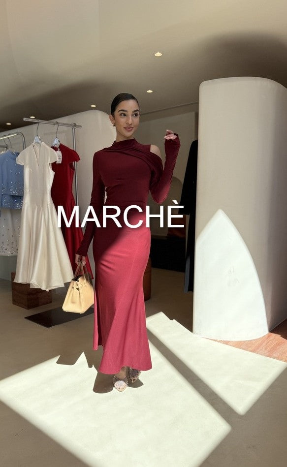 SILK HALF HIGH COLLAR DRESS