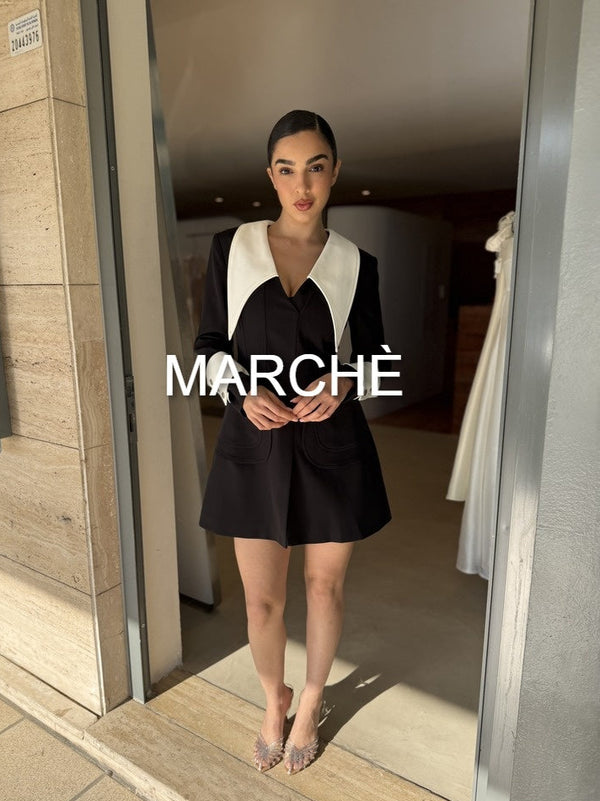 BIG LAPEL DESIGN SHORT DRESS