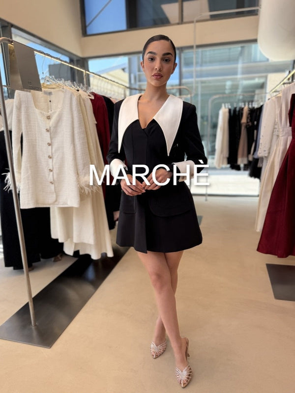 BIG LAPEL DESIGN SHORT DRESS