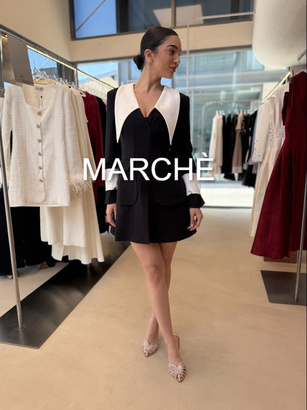 BIG LAPEL DESIGN SHORT DRESS