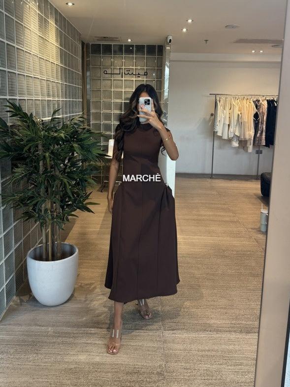 FASHION WOMEN DRESS METAL BUTTON SKEW LONG DRESS