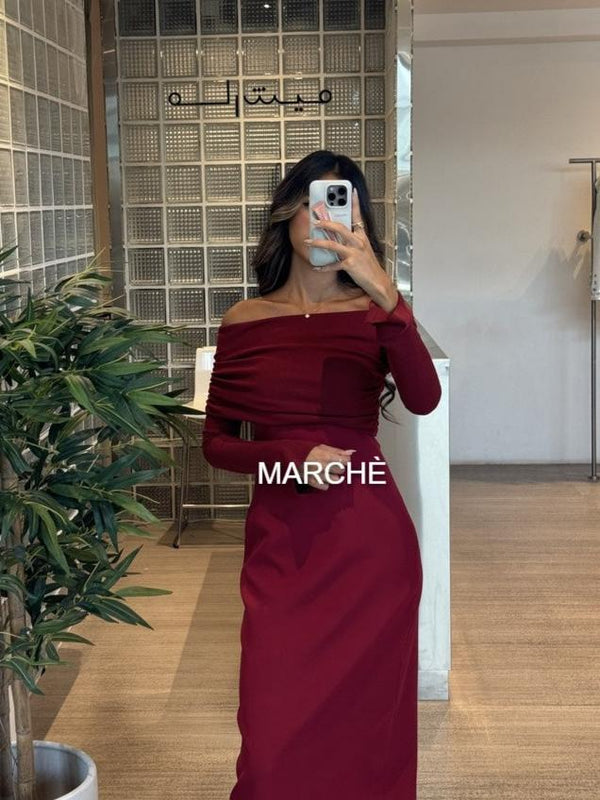 OFFSHOULD STYLE LONG SLEEVE DRESS