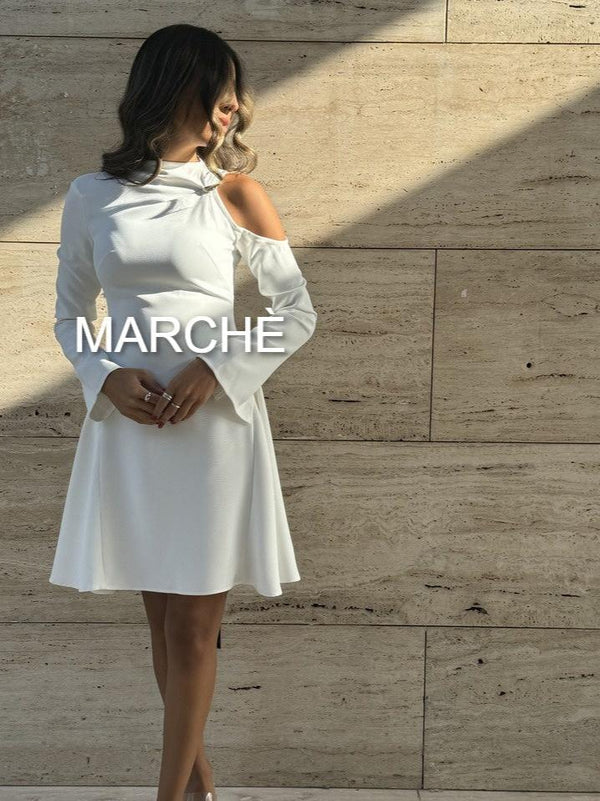 LONG SLEEVE OFF SHOULDER SHORT DRESS