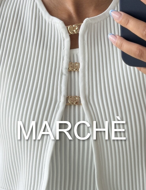 METAL BUCKLE CARDIGAN + DRESS
