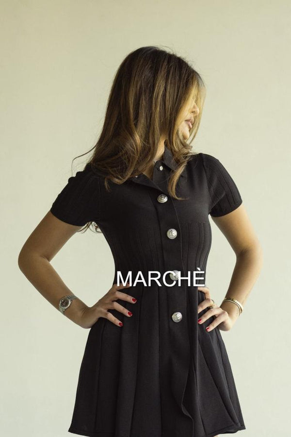 POLO COLLAR  KNITTED SHORT DRESS