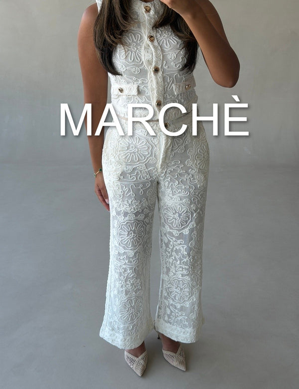 LACE VEST +WIDE LEG PANTS