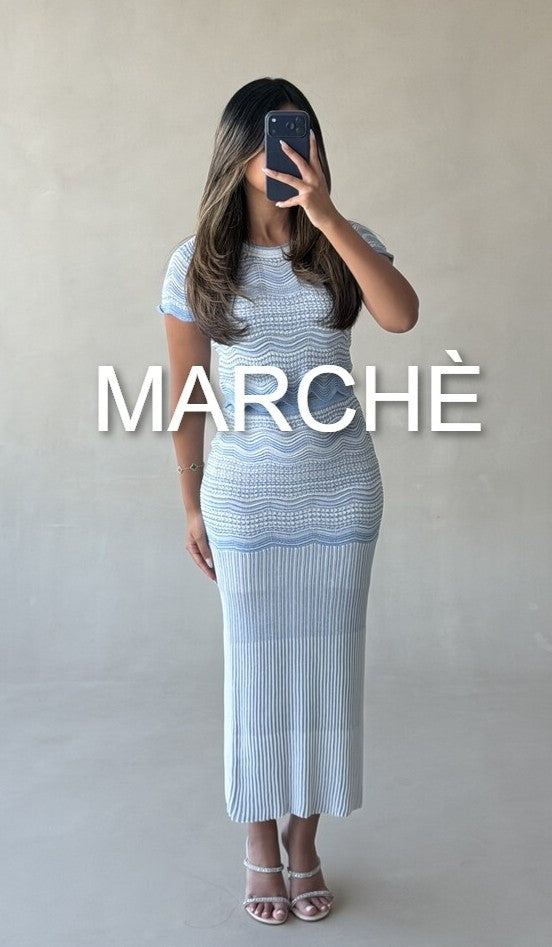 STRIPE KNITTED TOP+SKIRT