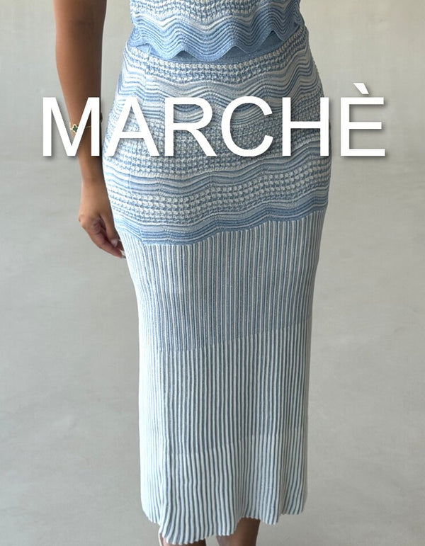 STRIPE KNITTED TOP+SKIRT