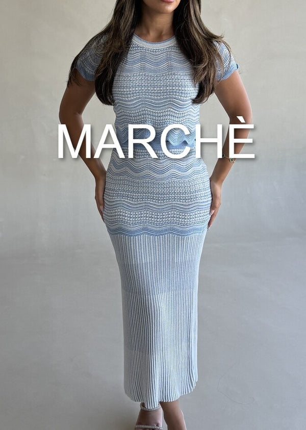 STRIPE KNITTED TOP+SKIRT