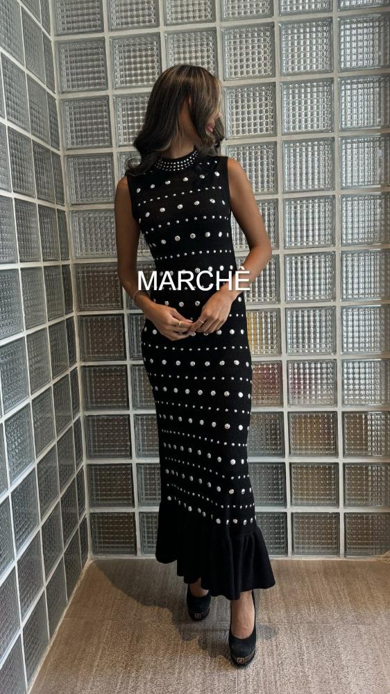 TIP BOTTON SLEEVELESS LONG DRESS
