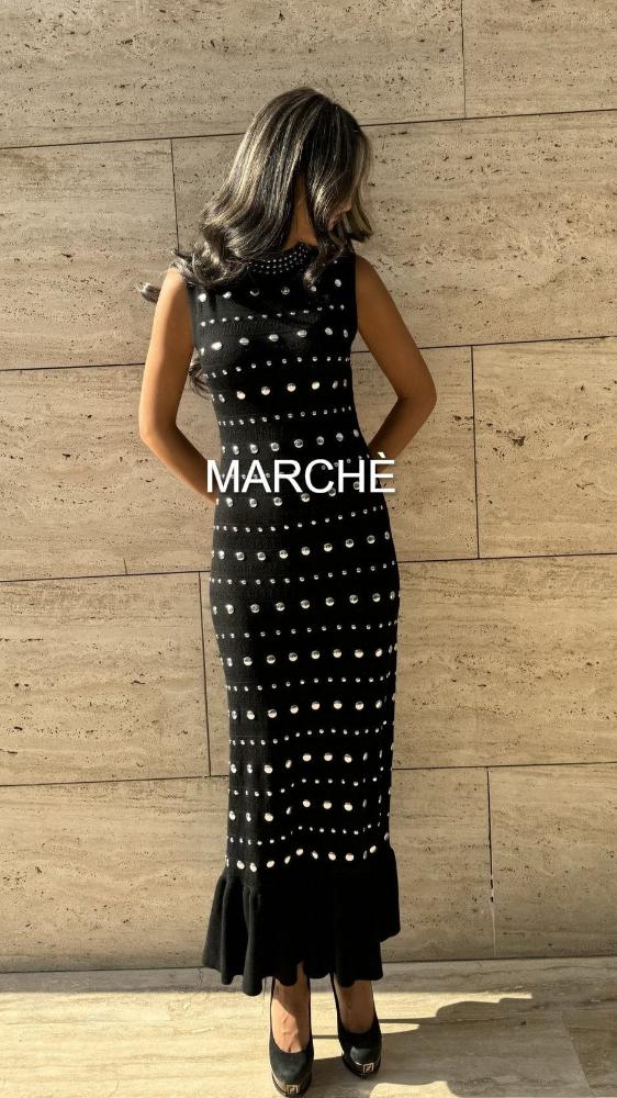TIP BOTTON SLEEVELESS LONG DRESS