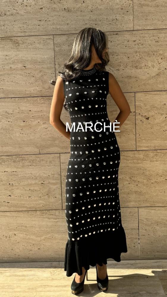TIP BOTTON SLEEVELESS LONG DRESS