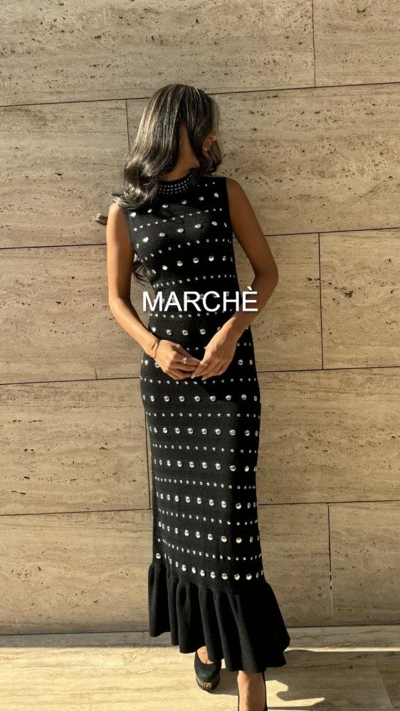 TIP BOTTON SLEEVELESS LONG DRESS