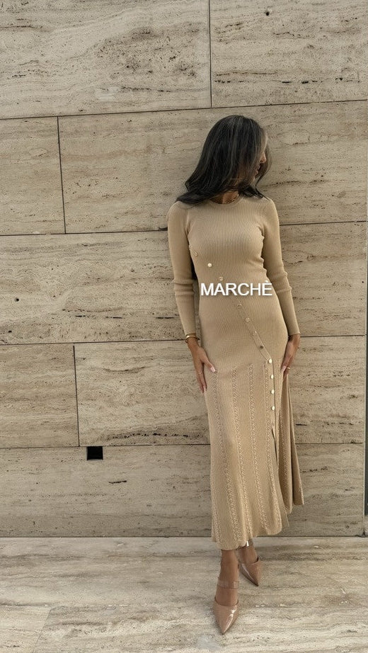 ROUND NECK KNITTED LONG DRESS