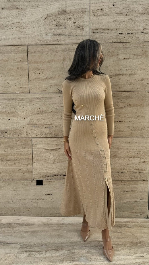 ROUND NECK KNITTED LONG DRESS