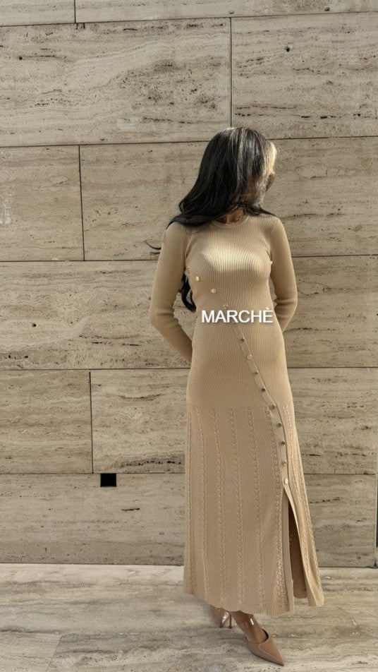 ROUND NECK KNITTED LONG DRESS