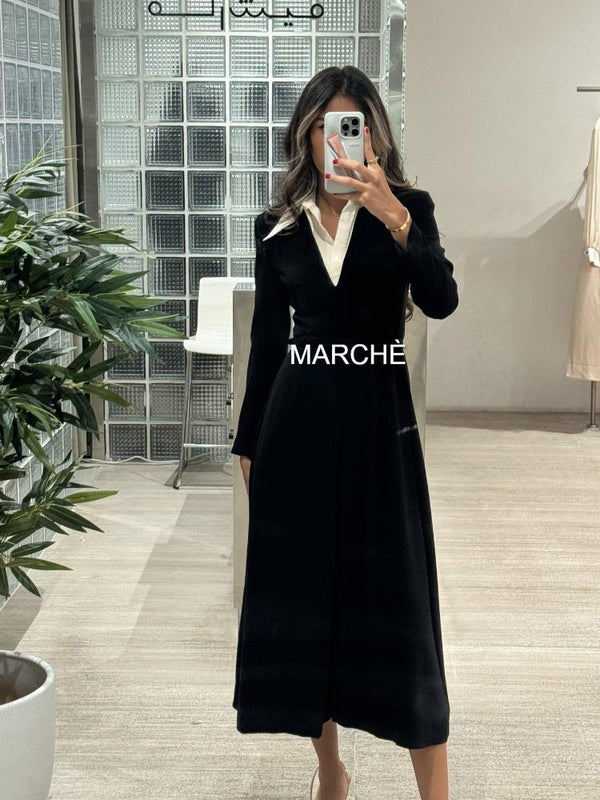 Long Sleeve Flared Long Dress