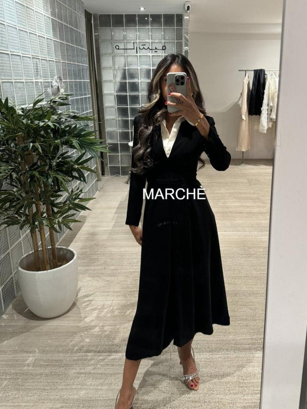 Long Sleeve Flared Long Dress