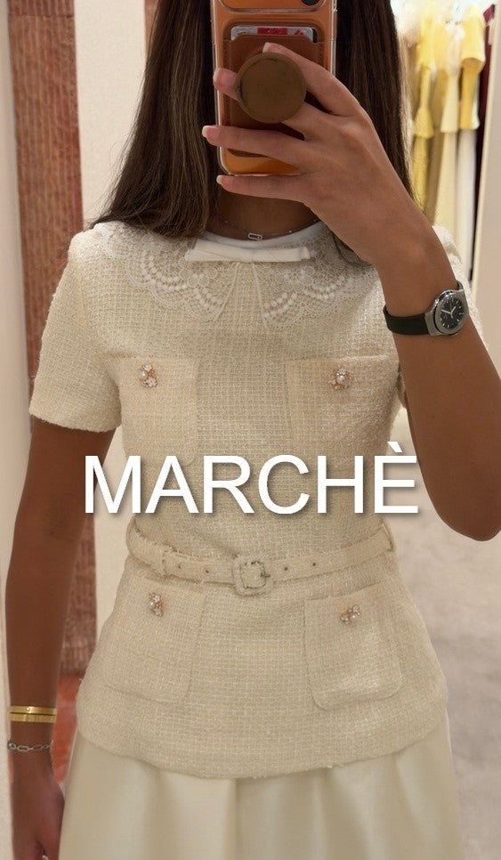 BRAND SATIN TWEED DRESS
