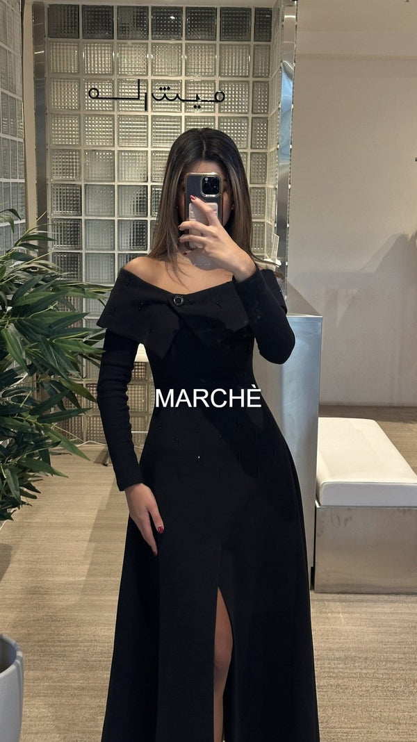 VINTAGE STYLE OFF SHOULDER  LONG SLEEVE DRESS