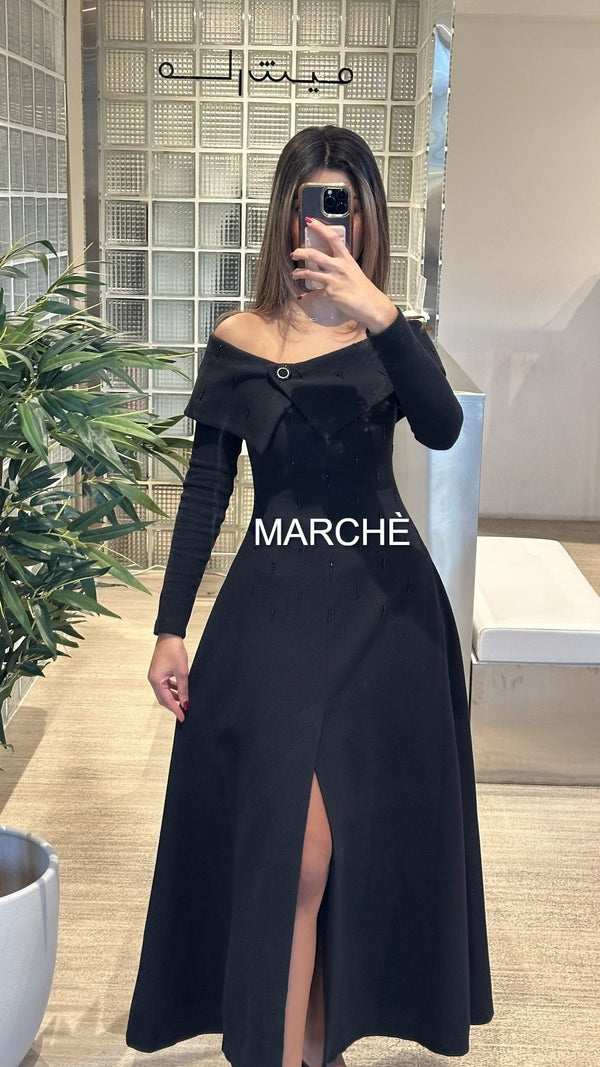 VINTAGE STYLE OFF SHOULDER  LONG SLEEVE DRESS