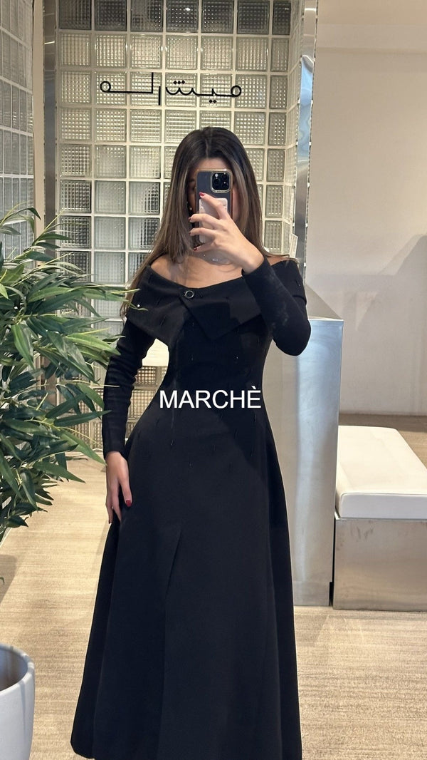 VINTAGE STYLE OFF SHOULDER  LONG SLEEVE DRESS