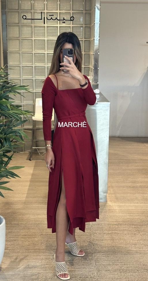 STRAPLESS SHOULDER MIDI DRESS