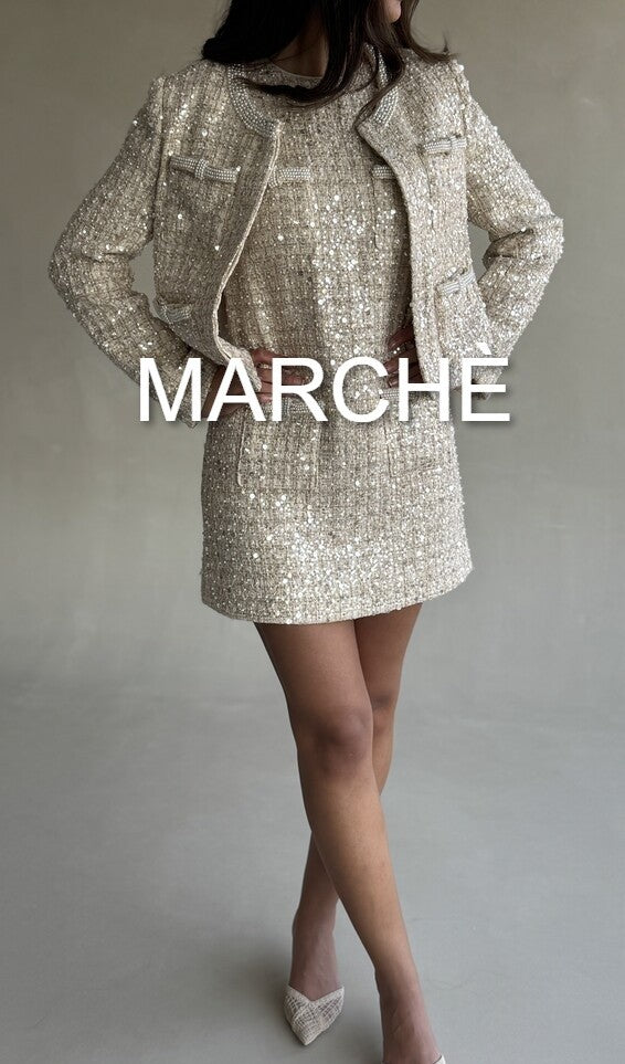 PEARL SEQUINED COAT+SLEEVELESS DRESS