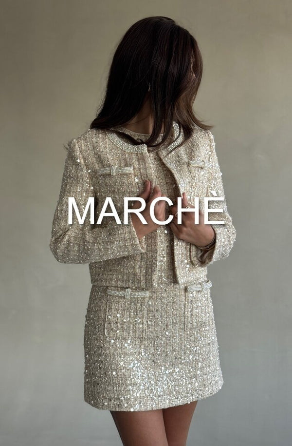 PEARL SEQUINED COAT+SLEEVELESS DRESS