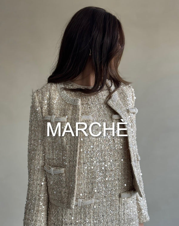 PEARL SEQUINED COAT+SLEEVELESS DRESS