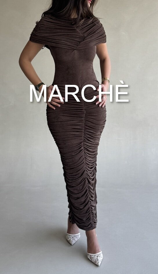PLEATED WRAP SEXY DRESS